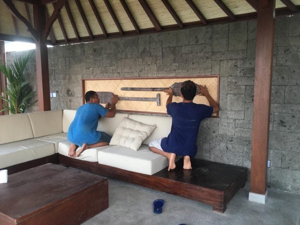 Interior finishes and joinery being installed at the Aura Villas project