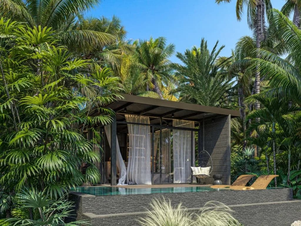 Bali villa architectural render of the kind of property available under freehold and leasehold ownership in Indonesia