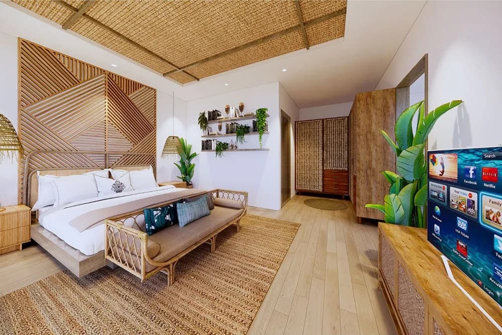 Bali villa pool and outdoor area set up for short-term rental guests, typical of properties generating Airbnb income in Bali
